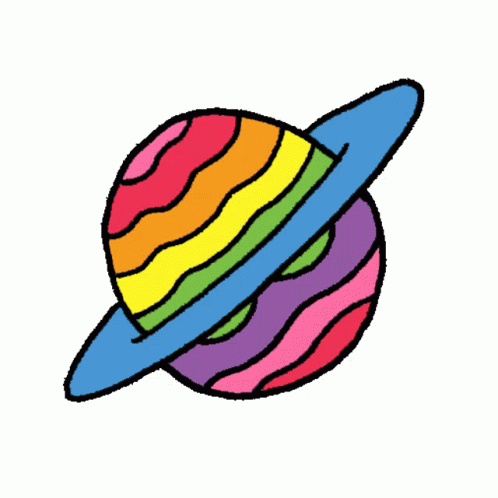 Colorful Rainbow Planet Spinning GIF
