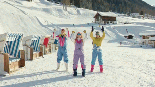 Colorful Retro Dancing Skiing GIF