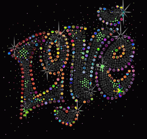 Colorful Rhinestones On A Black Background In The Shape Of A Snake GIF