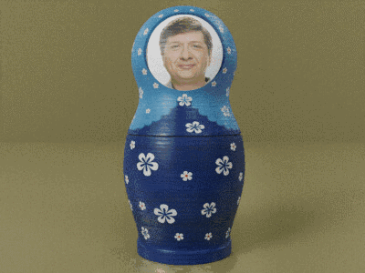 Colorful Russian Nesting Doll with Man Image