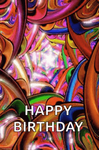 Colorful Shapes Glitter Happy Birthday GIF