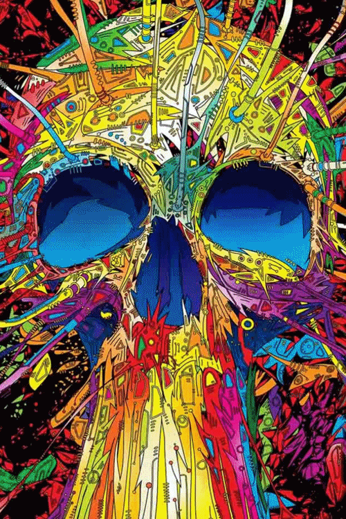 Colorful Skull Art GIF
