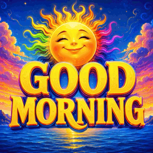 Colorful Smiling Sun Saying Good Morning