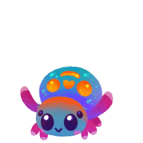 Colorful Spider Surrounded by Hearts