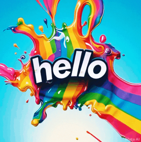 Colorful Splash With Hello GIF
