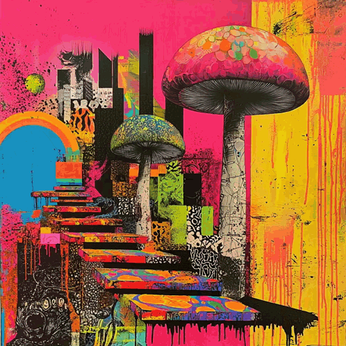 Colorful Stairs And Mushrooms With NC GIF
