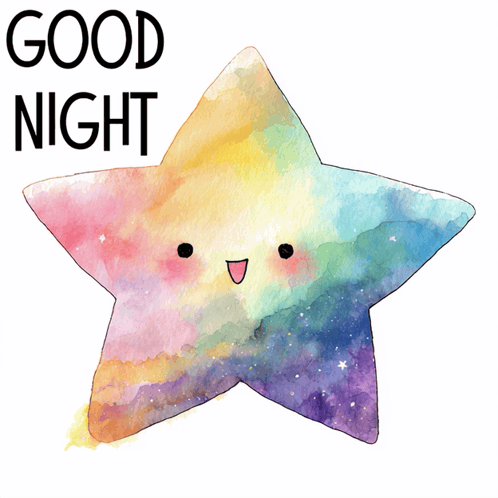 Colorful Star With Face Saying Good Night