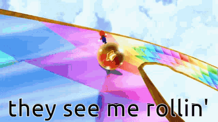 Colorful Super Mario Galaxy They See Me Rollin GIF