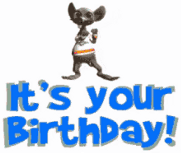 Colorful Text Its Your Birthday Dancing Little Mouse GIF