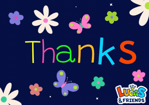 Colorful Thank You Card with Flowers and Butterflies