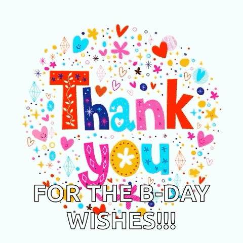 Colorful Thank You for the B-Day Wishes Card