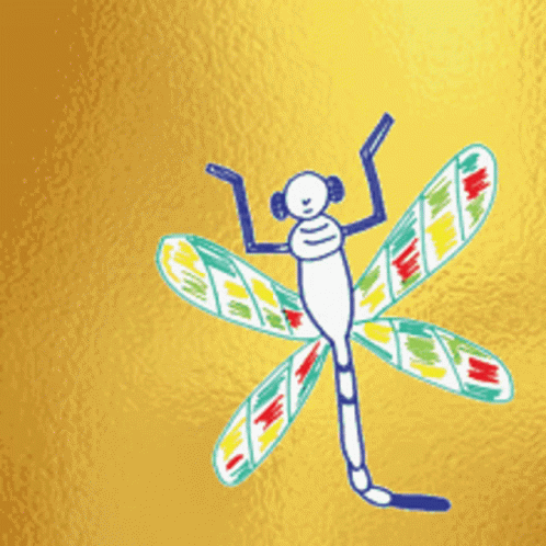 Colorful Winged Dragonfly GIF