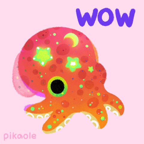 Colorful Wow And Dotted Squid GIF