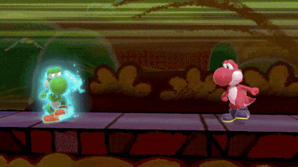 Colorful Yoshi Attack GIF