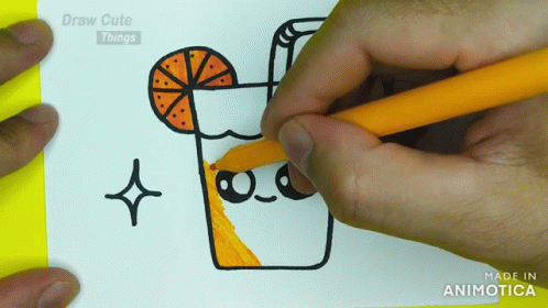 Coloring Orange Juice Carefully GIF