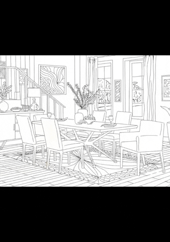 Coloring The Dinner Table And Chairs GIF