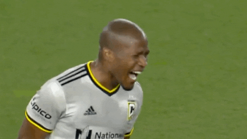 Columbus Crew Teammates Hugging In Field GIF