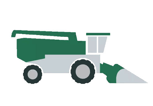 Combine Harvester With Corn