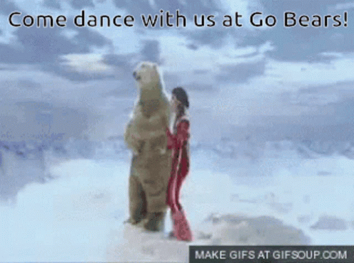 Come Dance With Us At Go Bears Woman Hugging Bear GIF