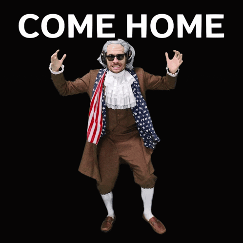 Come Home Now Poster with Patriotic Man