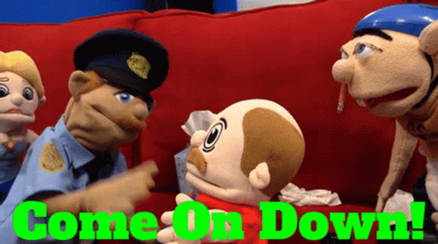 Come On Down Puppet Officer GIF