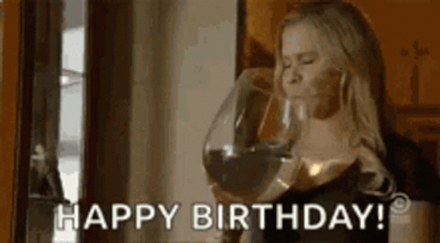 Comedian Amy Schumer Drunk Happy Birthday Drinks GIF