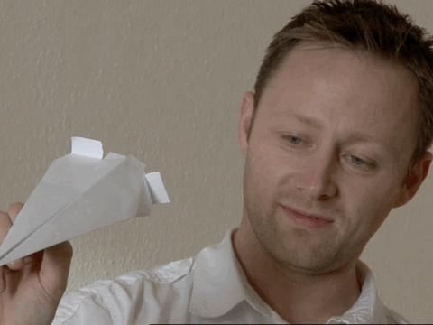 Comedian Limmy Paper Airplane GIF