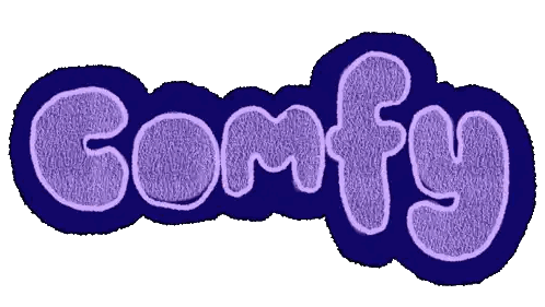 Comfy Written in Purple