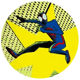 Comic Book Character in Blue Suit Jumping