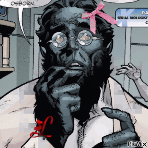 Comic Book Character with Glasses and Pink Bow Says Osborn