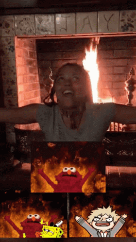 Community Characters In Fire GIF