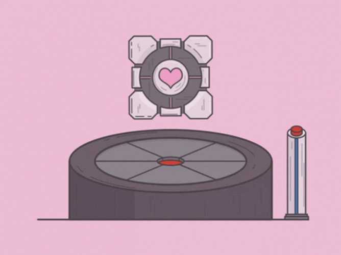 Companion Cube Heart Design Falling Portal 2 GIF