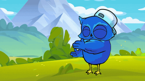 Completed Blue Owl Dusting Off Hands GIF