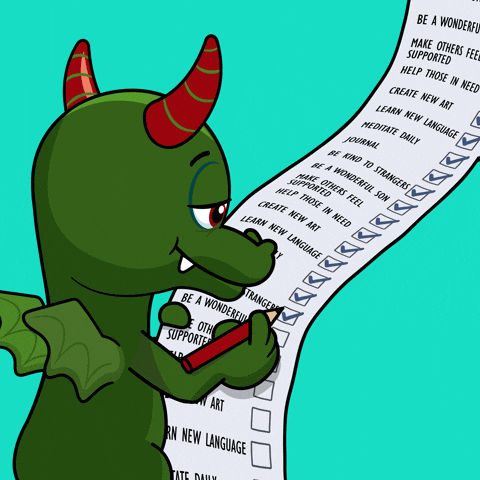 Completed Cartoon Dragon Checking List GIF