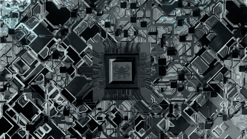 Computer Chip With Octopus on Circuit Board