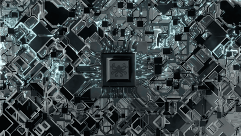 Computer Chip With Octopus On Circuit Board GIF