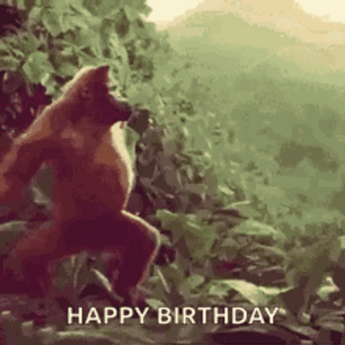 Computer Generated Monkey Weird Birthday Dance GIF