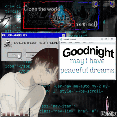 Computer Screen Notepad Saying Goodnight May I Have Peaceful Dreams