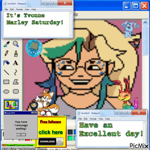 Computer Screen Showing Marley Saturday Drawing