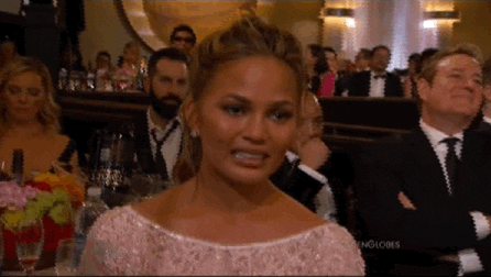 Concerned Chrissy Teigen Golden Globes GIF