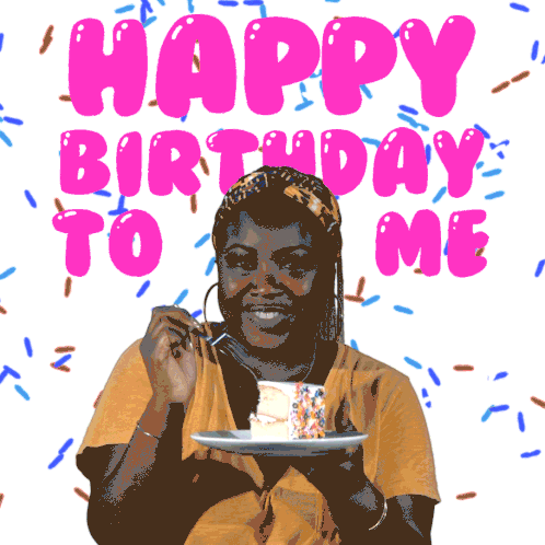 Confetti Happy Birthday To Me Eating Cake GIF