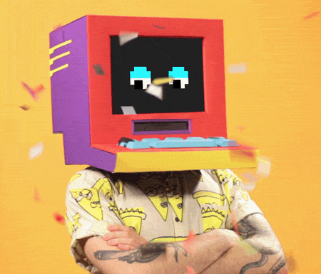 Confetti Robot Head GIF