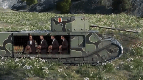 Confused Actor John Travolta Army Tank GIF