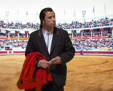 Confused Actor John Travolta Bull Field GIF