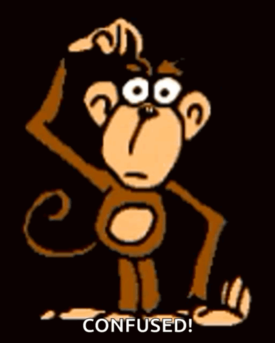 Confused Cartoon Monkey Scratching Head GIF