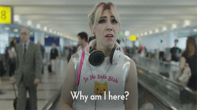 Confused Lady At The Airport GIF