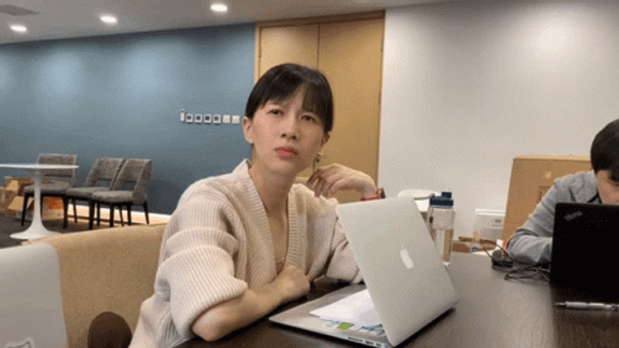 Confused Lady Throwing Computer  GIF