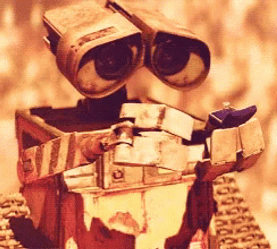 Confused Wall E Checking Phone GIF