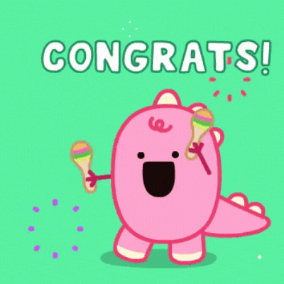 Congrats Pink Dinosaur Fun Design GIF