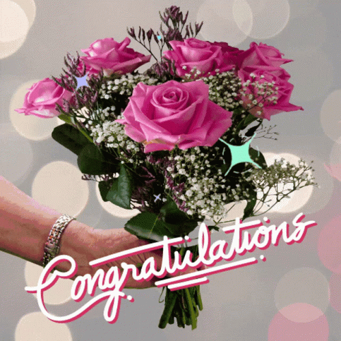 Congratulation Pink Roses GIF
